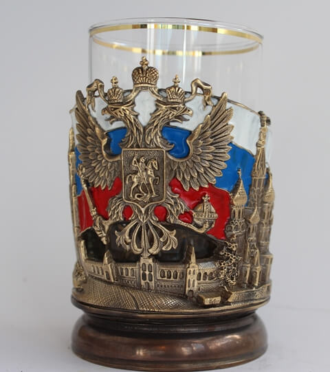 Подстаканник "Россия. Флаг и Герб", цветная эмаль